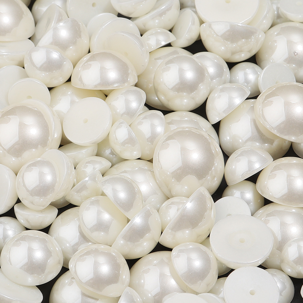 The Art And Craft Of Jewelry - 20-50pcs 10/12/14/16/18mm Beige Half Flatback Imitation