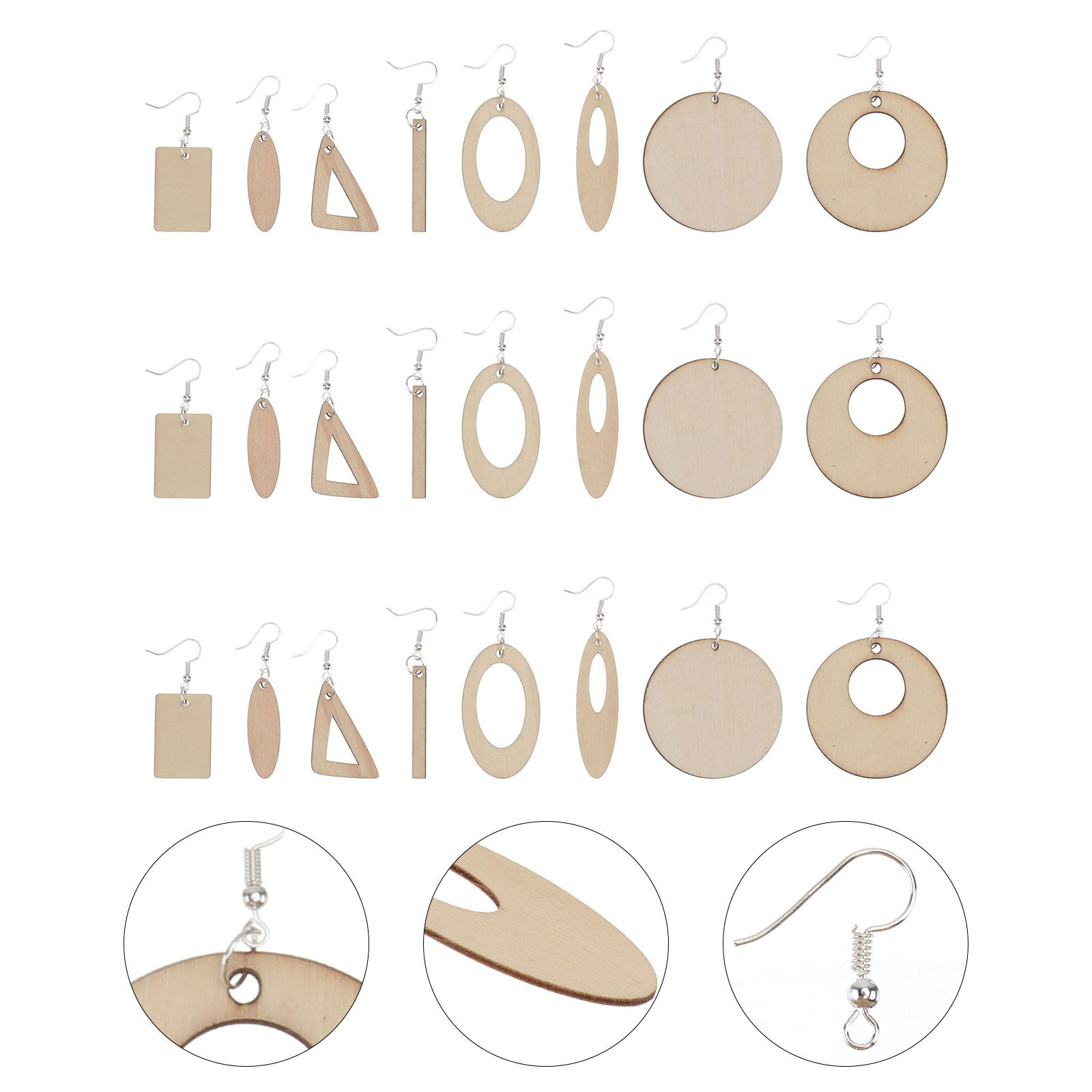 The Art And Craft Of Jewelry - Blank Wood Earrings Set Unfinished Wooden