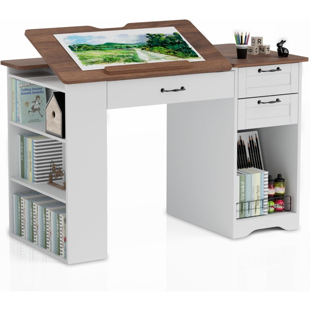 Art & Craft Job Vacancies - Adjustable Art Table with Storage, Drawers,
