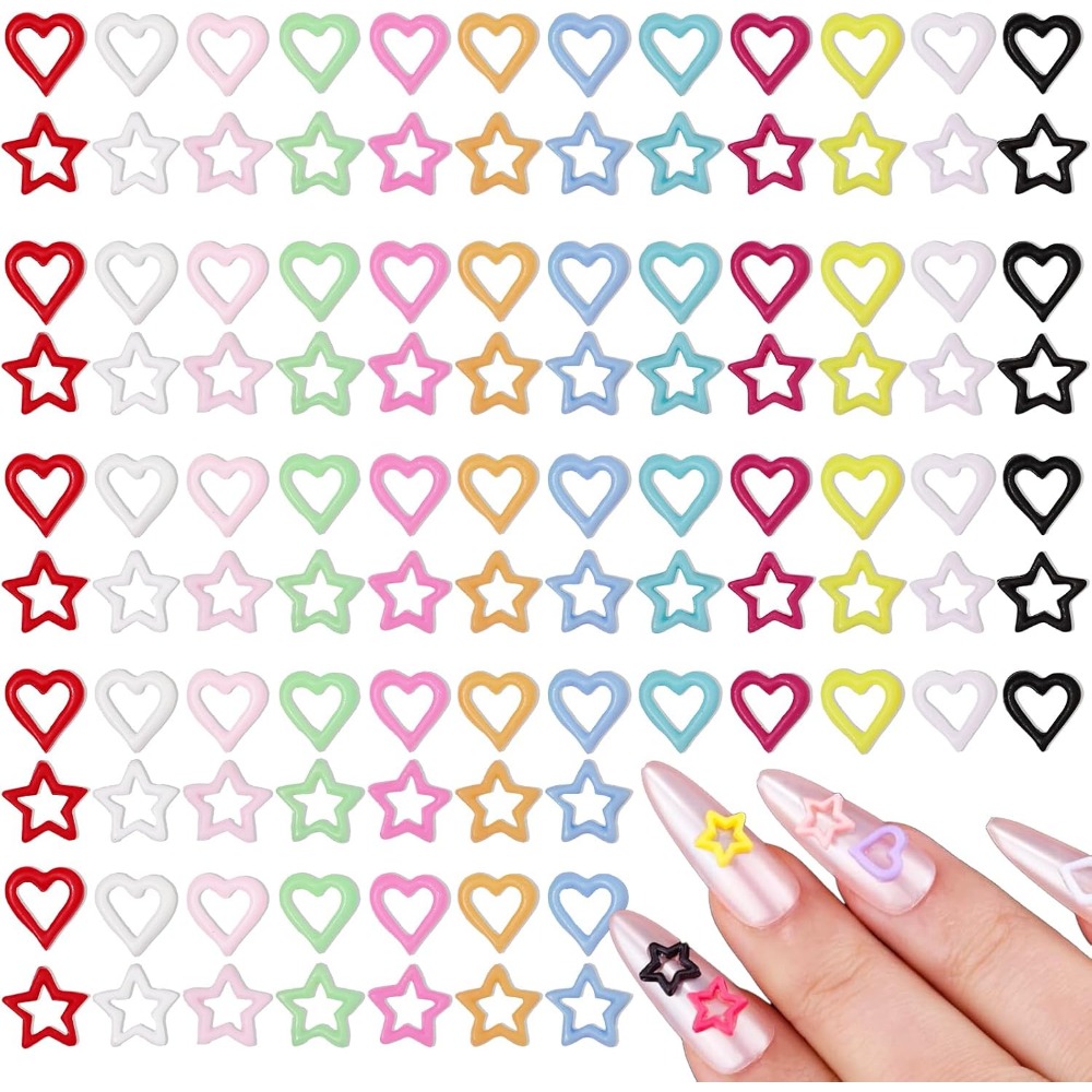 The Art And Craft Of Jewelry - 200PCS 3D Heart Star Resin Charms