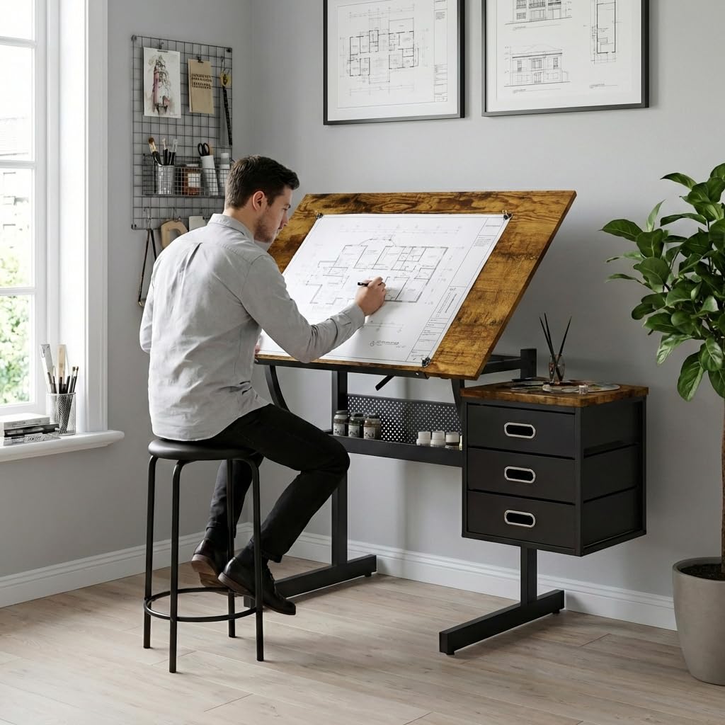 Art & Craft Job Vacancies - Adjustable Art Desk with Storage, 0-75°
