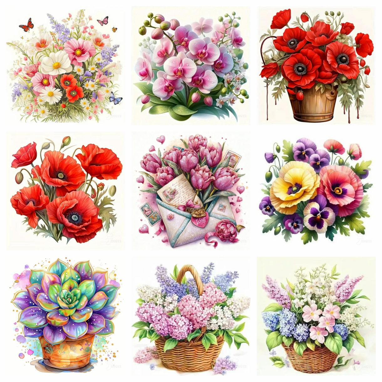Wallpaper Art And Craft - Cross Stitch Rose Poppy Floral Embroidery