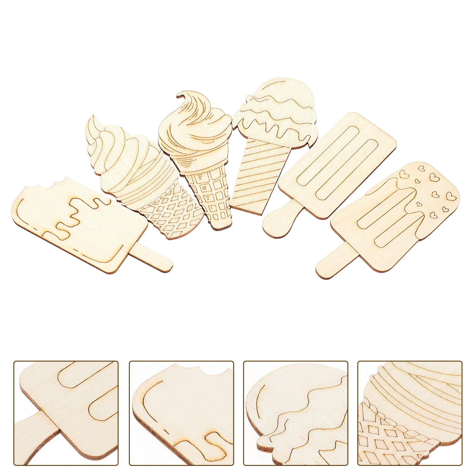 30Pcs Blank Ice Cream Wood Cut - Art Craft Ice Cream のレビューと価格