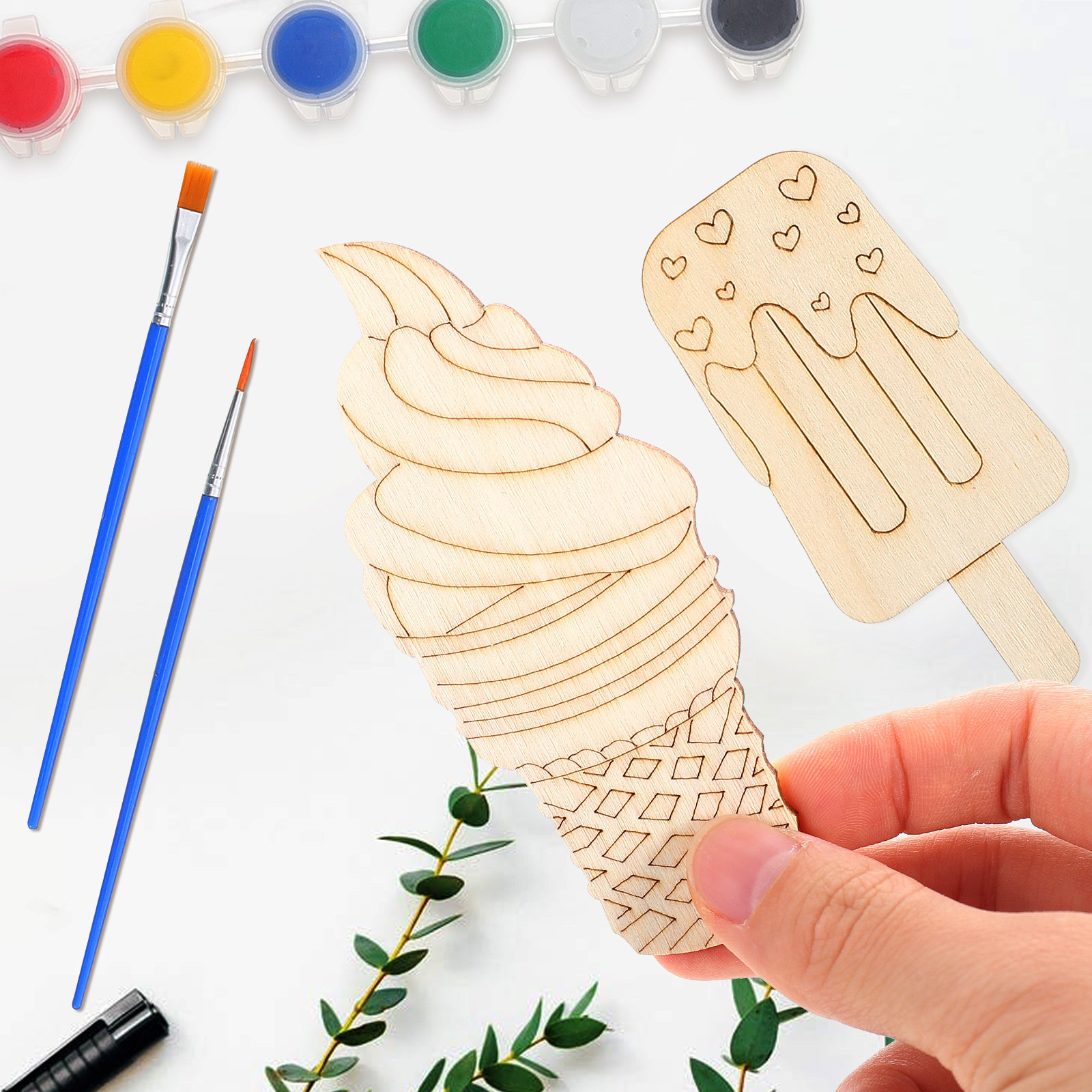 30Pcs Blank Ice Cream Wood Cut - Art Craft Ice Cream のレビューと価格