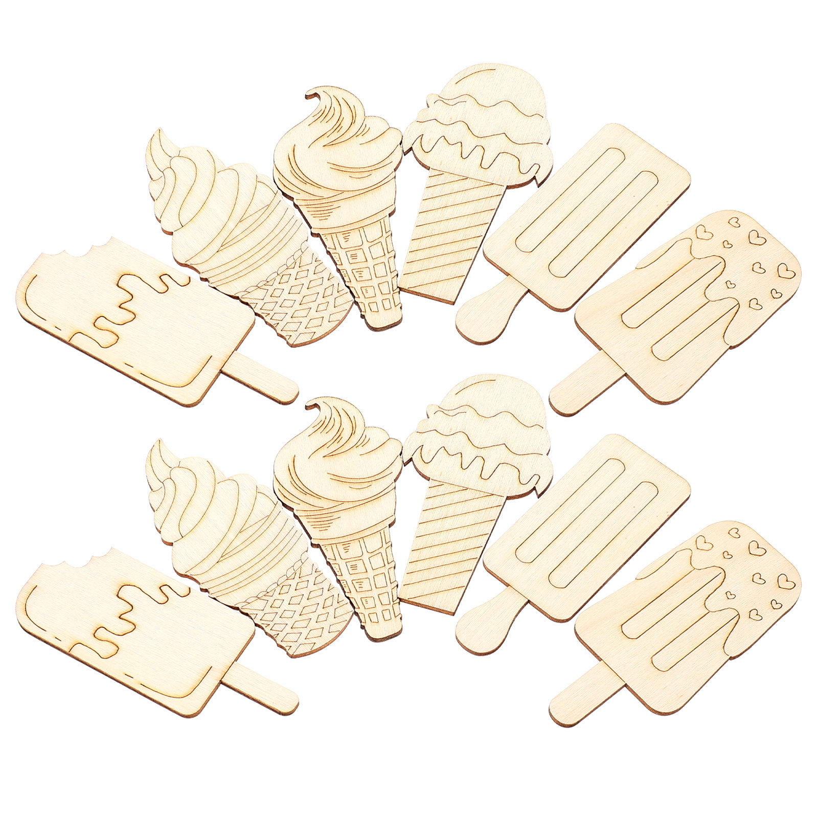 30Pcs Blank Ice Cream Wood Cut - Art Craft Ice Cream のレビューと価格