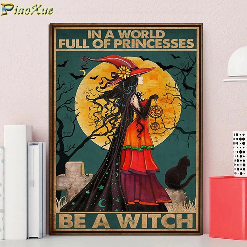 Witch And Cats 5D Diy Diamond  - Wallpaper Art And Craft のレビューと価格