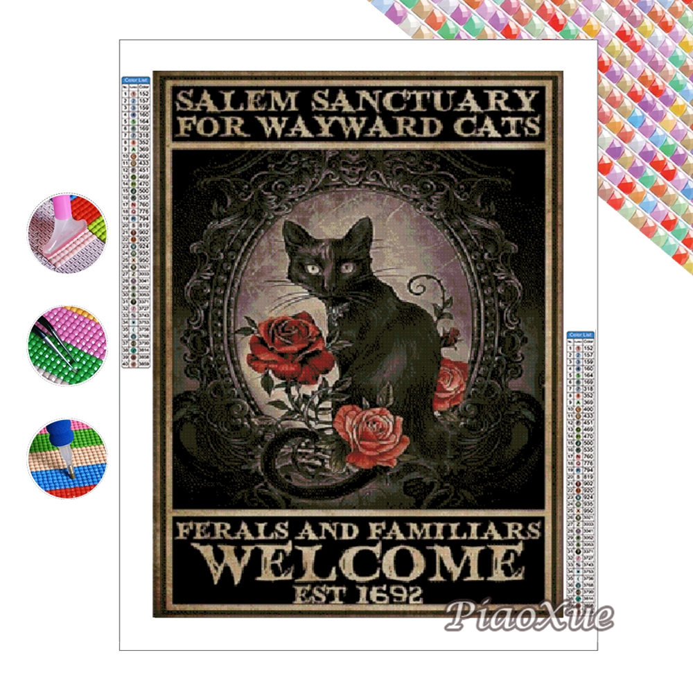 Witch And Cats 5D Diy Diamond  - Wallpaper Art And Craft のレビューと価格