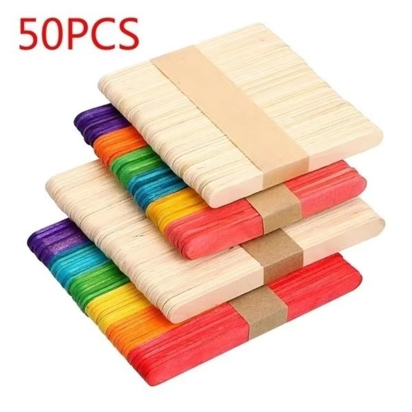 50Pcs Lot Natural Colored Wood - Art Craft Ice Cream のレビューと価格