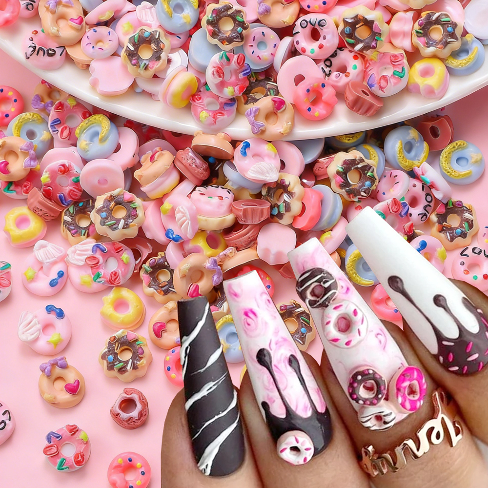 50pcs Pink Donut Cartoon Nail  - Art Craft Ice Cream のレビューと価格