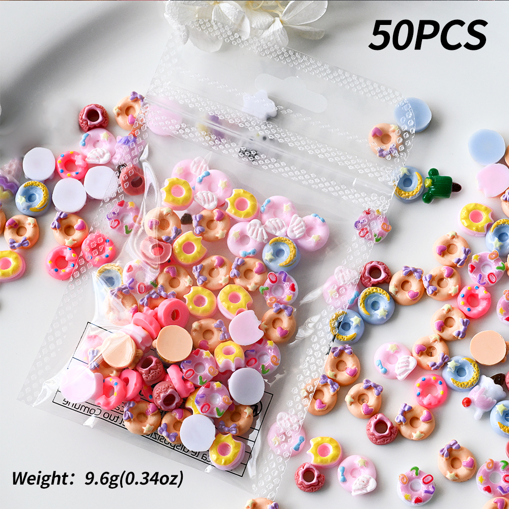 50pcs Pink Donut Cartoon Nail  - Art Craft Ice Cream のレビューと価格