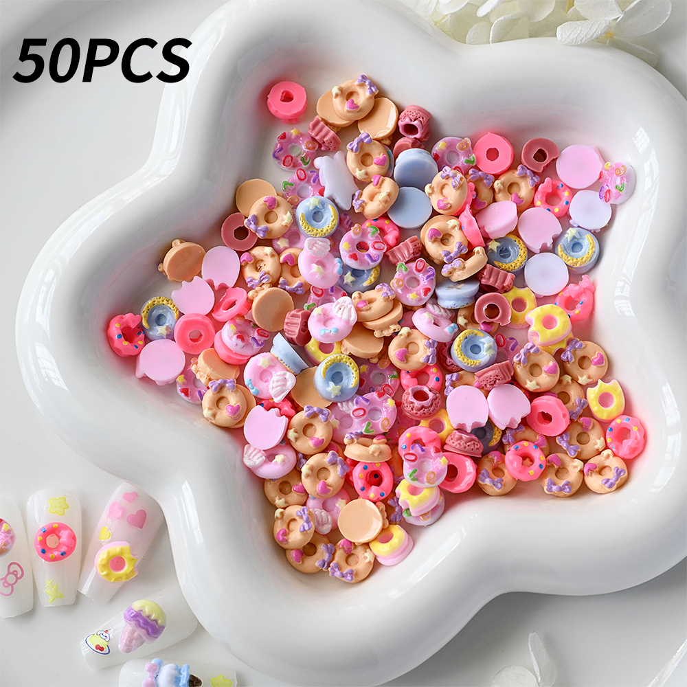 50pcs Pink Donut Cartoon Nail  - Art Craft Ice Cream のレビューと価格