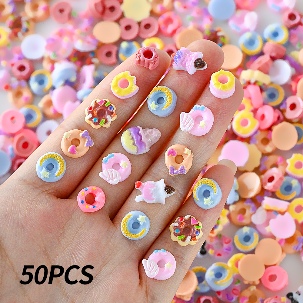 50pcs Pink Donut Cartoon Nail  - Art Craft Ice Cream のレビューと価格