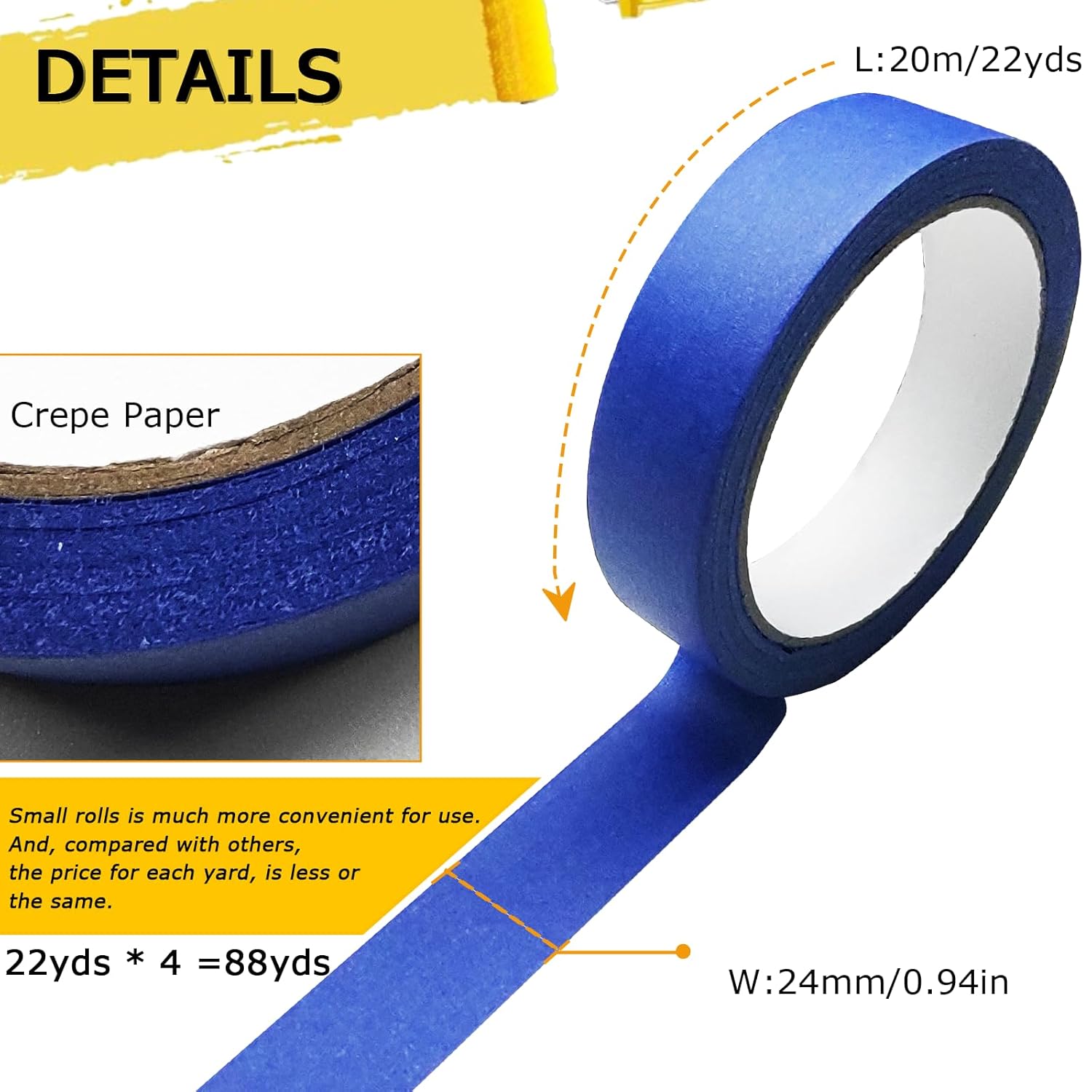 4 Rolls Premium Painters Tape, - Art And Craft With Paint のレビューと価格