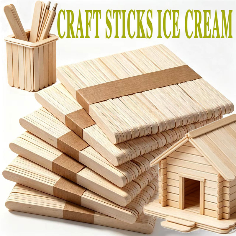 50PCS Popsicle Sticks Natural  - Art Craft Ice Cream のレビューと価格