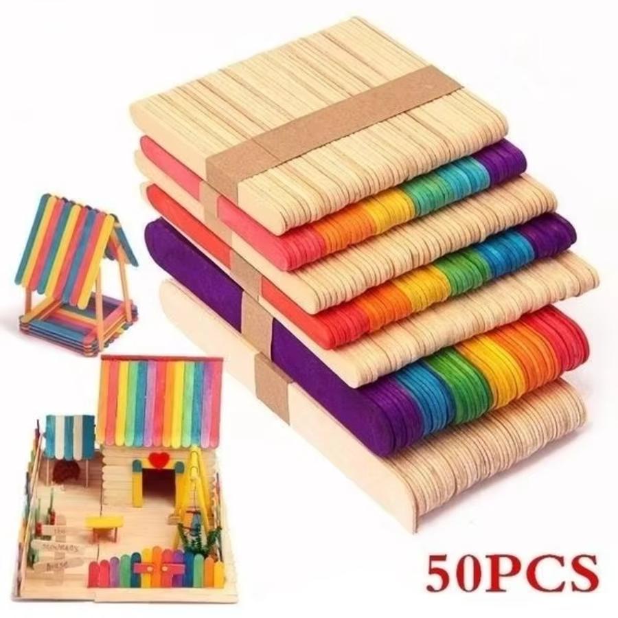 50 Pcs Lot Natural Colored Woo - Art Craft Ice Cream のレビューと価格