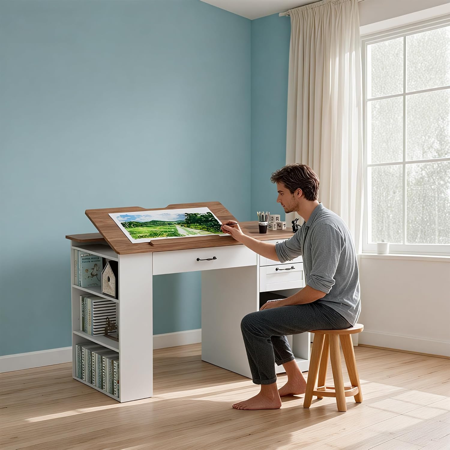 Drafting Table with Storage Ca - Art & Craft Job Vacancies のレビューと価格