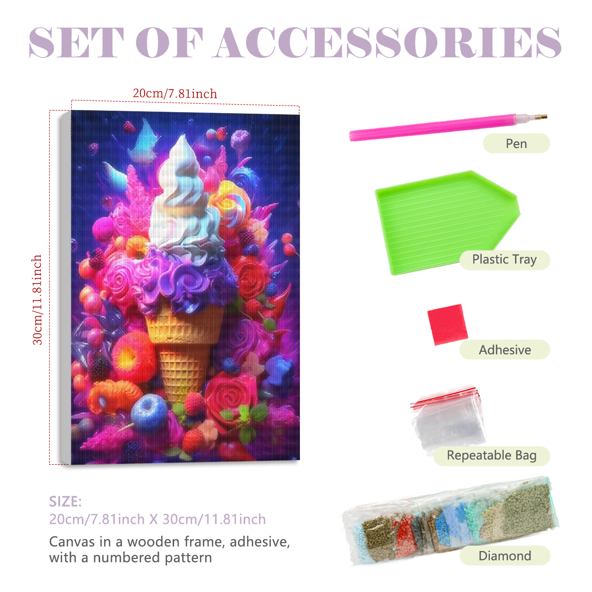 1pc frameless  5D Diamond Pain - Art Craft Ice Cream のレビューと価格