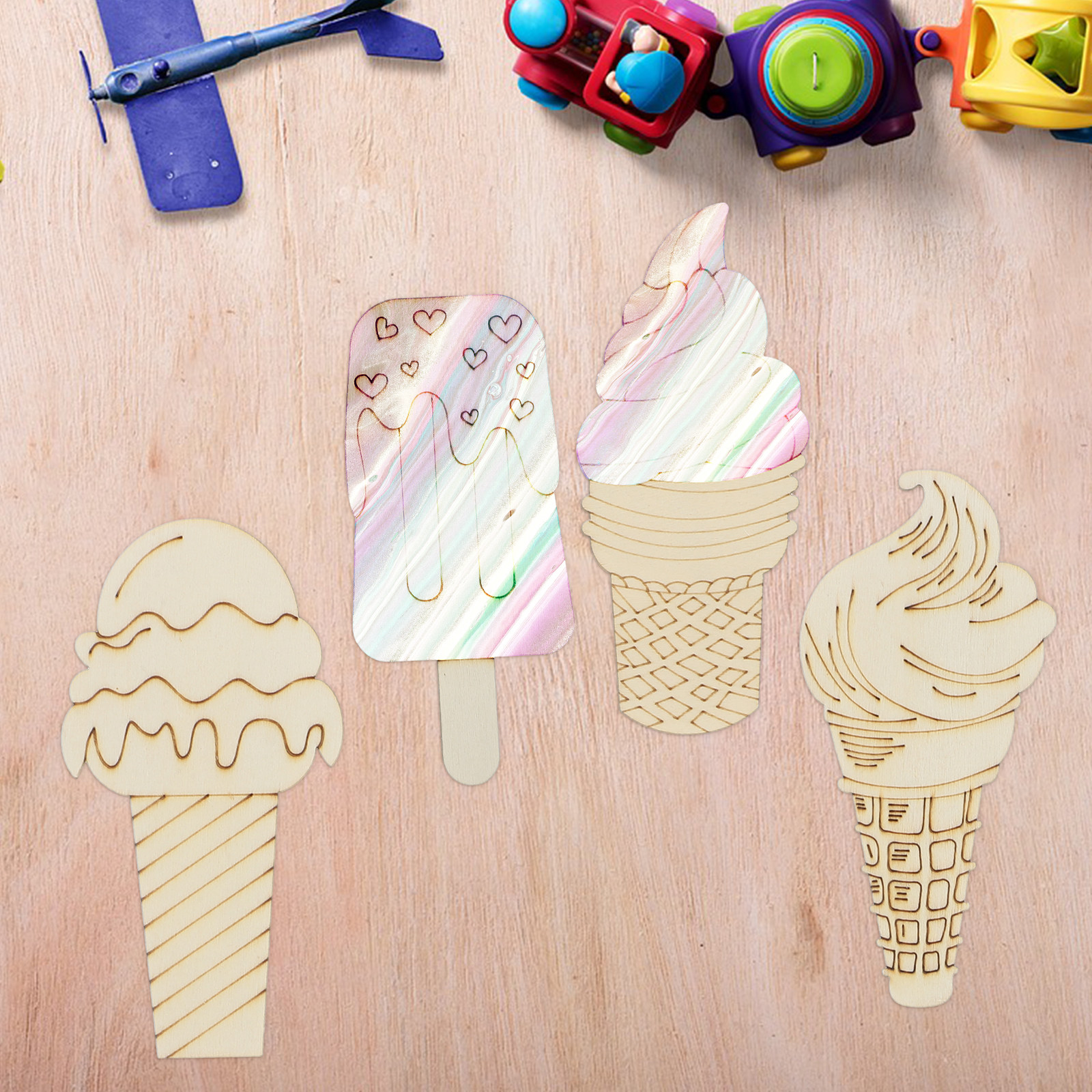 70Pcs Wooden Ice Cream Wooden  - Art Craft Ice Cream のレビューと価格