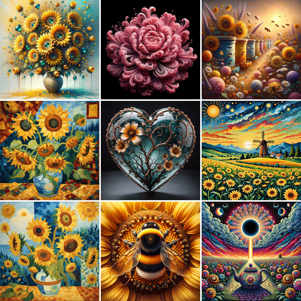 Flowers Sunflower Bee Paint By - Art Craft Gift Ideas のレビューと価格