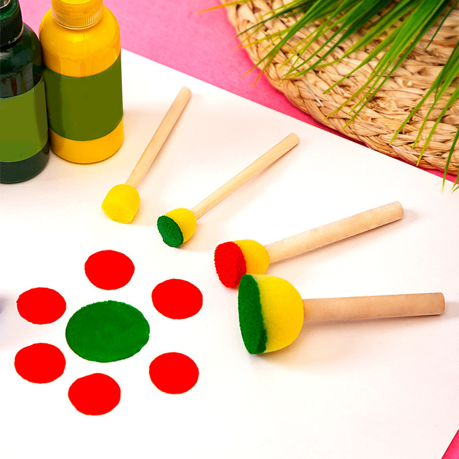 5pcs Round Stencil Sponge Wood - Art And Craft With Paint のレビューと価格
