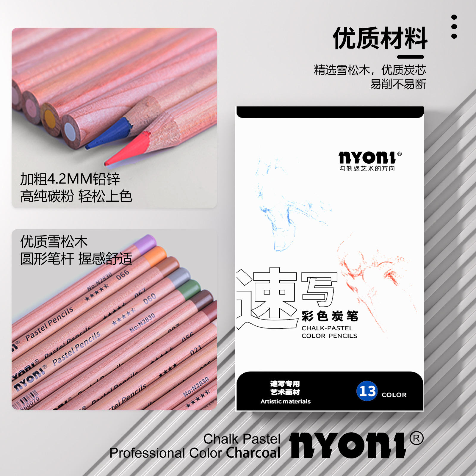 NYONI Premium Colored Charcoal - Chalk Pastel Set のレビューと価格