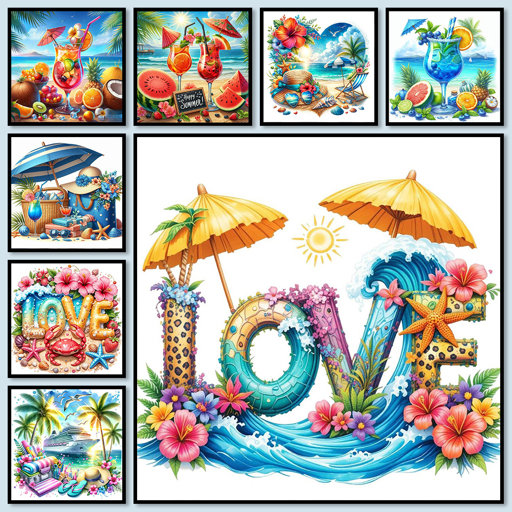 Summer Beach Full DIY 5D Round - Art Craft Gift Ideas のレビューと価格