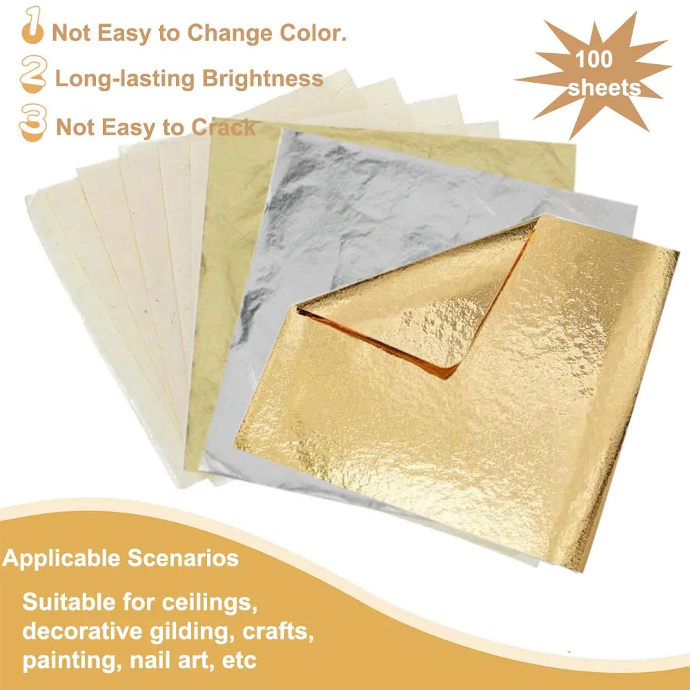 100Pc Colored Golds Leaf Sheet - Wallpaper Art And Craft のレビューと価格